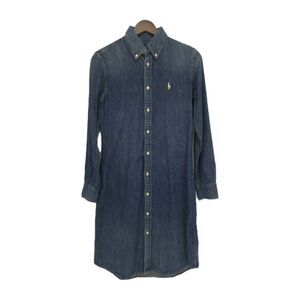 Polo Ralph Lauren Women Denim Shirt Dress Button Front Dark Wash Size Small